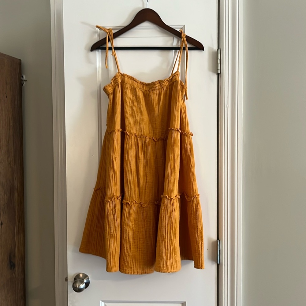 Flowy 100% Cotton Mustard Dress